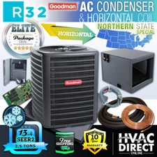 Goodman 2.5 Ton 13.4 SEER2 Central Air Conditioner & Horizontal Coil R32 System