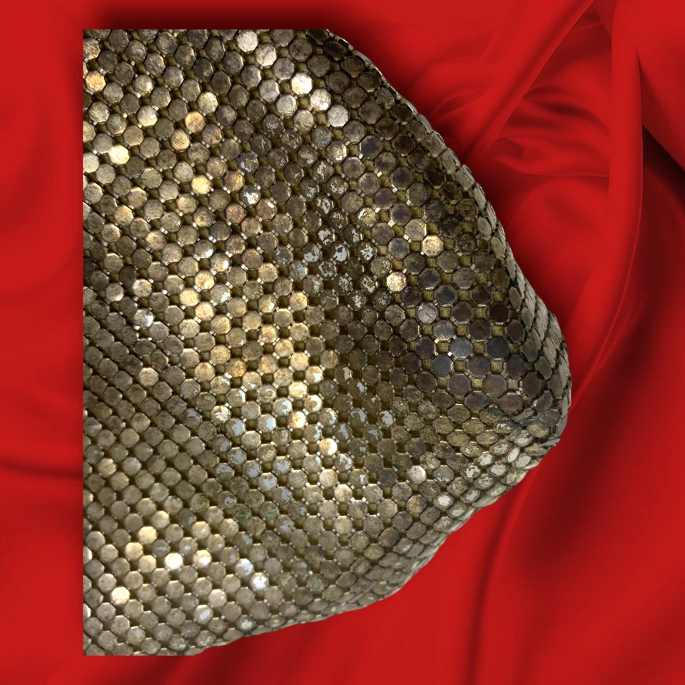 Bolso Cartera De Colección Malla Whiting & Davis Kisslock Metal Dorado Noche Ocasión Especial Foto 3 de 4