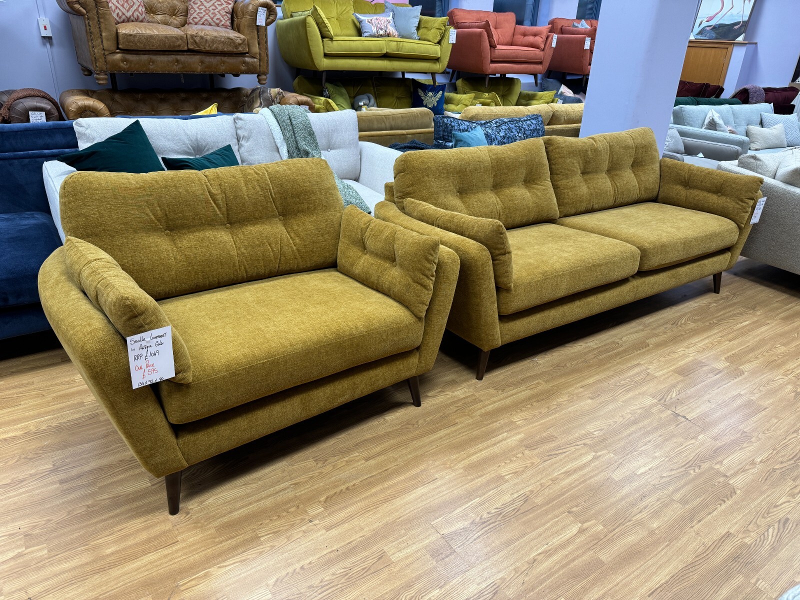 WHITE LABEL SEVILLE large loveseat snuggle chair in Antique Gold textured velvet eBay