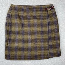 Requirements Women s Sz 12 Plaid Pencil Wrap MIDI Skirt Wool In Brown Vintage