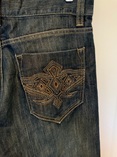 Jeans uomo AVIREX taglia 32 blu denim lavaggio scuro impreziosito tasca gamba dritta NUOVO - Foto 4 di 5