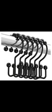 12 Pack Metal Shower Curtain HOOKS RINGS Double Glide Roller Set for Bathroom