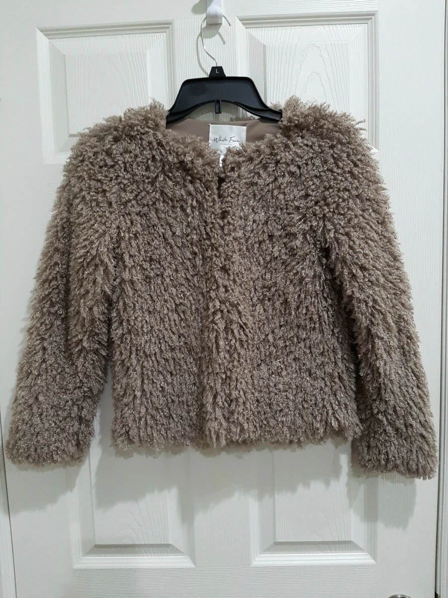 White Fawn Lg Taupe Sherpa Fleece Jacket eBay