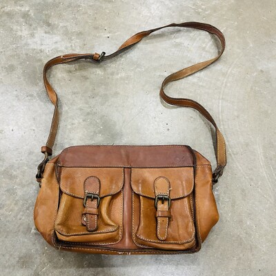 PATRICIA NASH Medium Brown Leather Saddle Bag Crossbody Purse