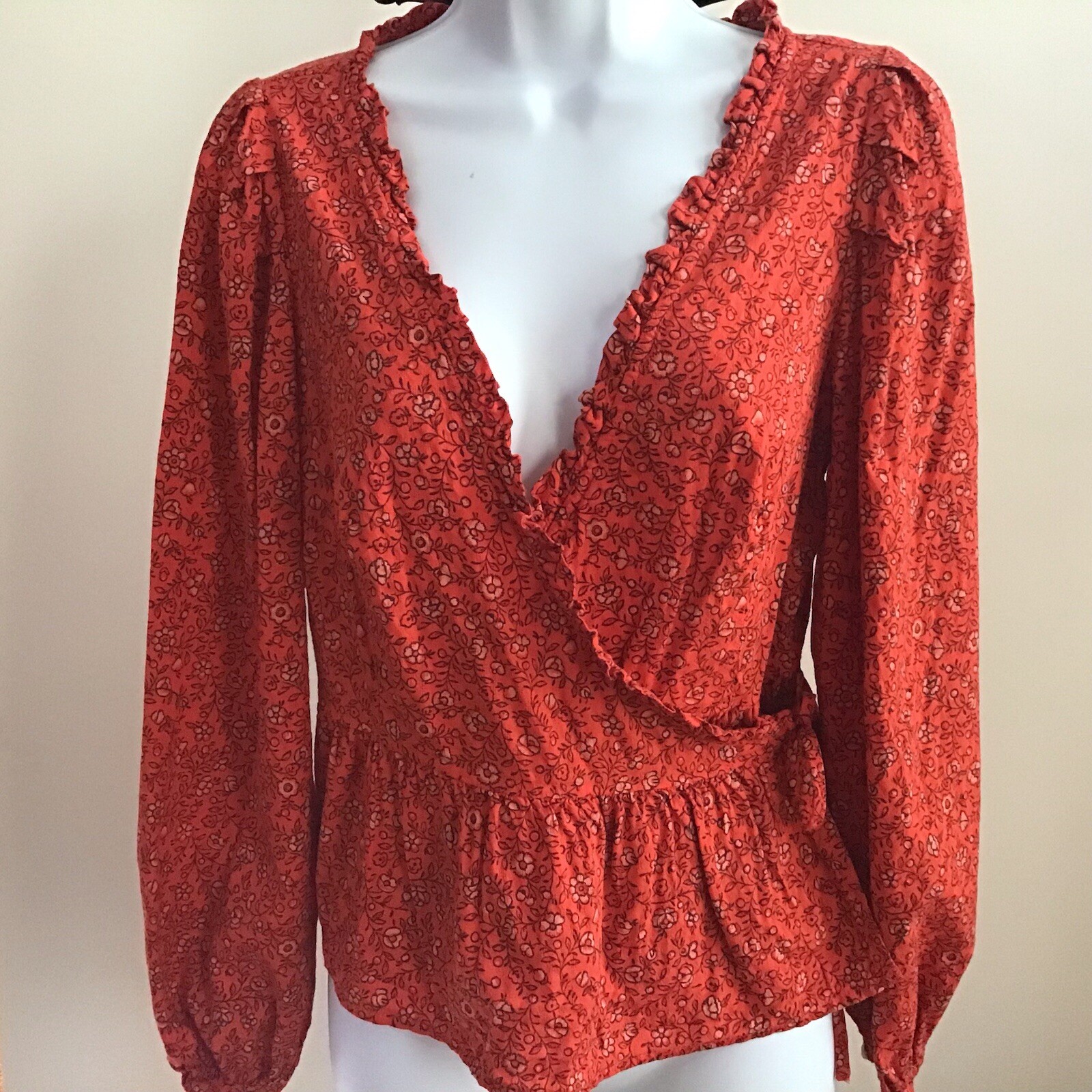 Universal Thread Long Sleeve Cross Wrap Blouse In… - image 1