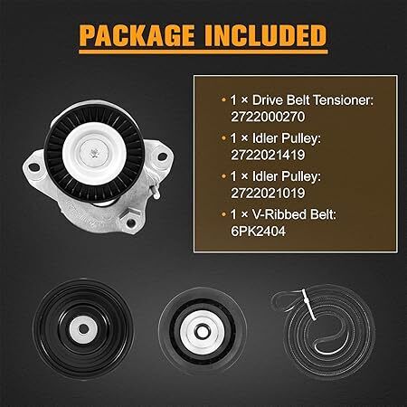 For Mercedes-Benz Engine Drive Belt Tensioner & Idler Pulley Serpentine Belt kit - Picture 3 of 20