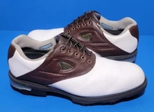 Footjoy Gel Fusion GFII Mens Golf Shoes Cleats 59961 White Brown Size 8.5 M