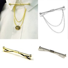 Men  s Shirt Collar Pin Chain Tie Bar Brooch Accessories Men Gift Silver Gold