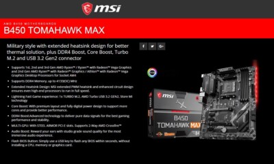 Placa base GAMING ATX Ryzen MSI B450 TOMAHAWK MAX Socket AM4 con