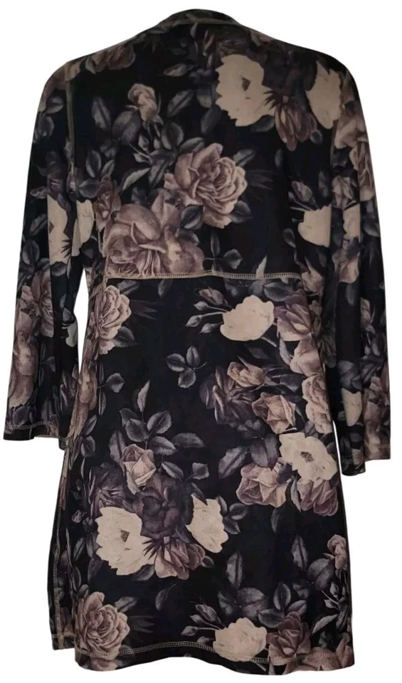 Abrigo cárdigan Anthropologie Solitaire talla S negro floral Lagenlook con paquetes Foto 3 de 4