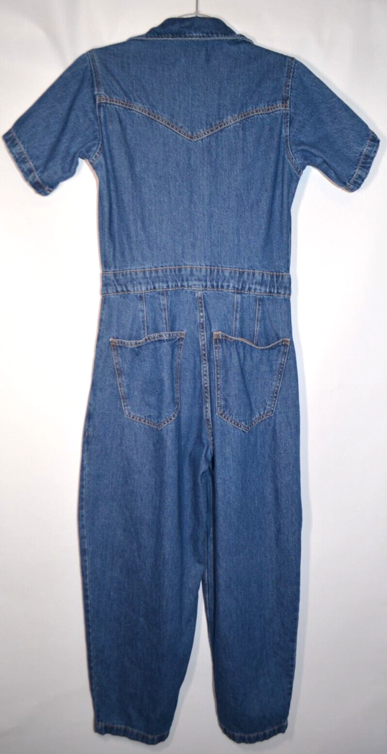 We The Free People Denim Jumpsuit Size Small Blue Jean Coverall Short Sleeve