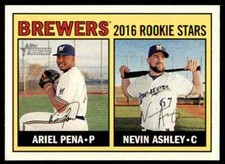 2016 Topps Heritage Ariel Pena / Nevin Ashley RC #170 Milwaukee Brewers