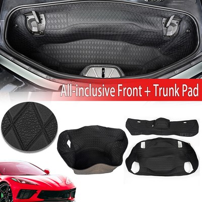 Rear+Front Mat Cargo Floor Tray Liner Leather for Chevrolet Corvette C8 2020-24