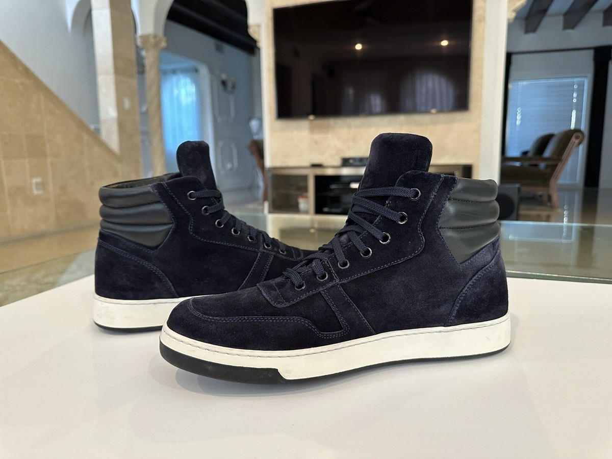 BUGATCHI Wingtip Navy Blue Leather Chukka Fashion Sneakers Size 10 Made in Italy Men main image 3