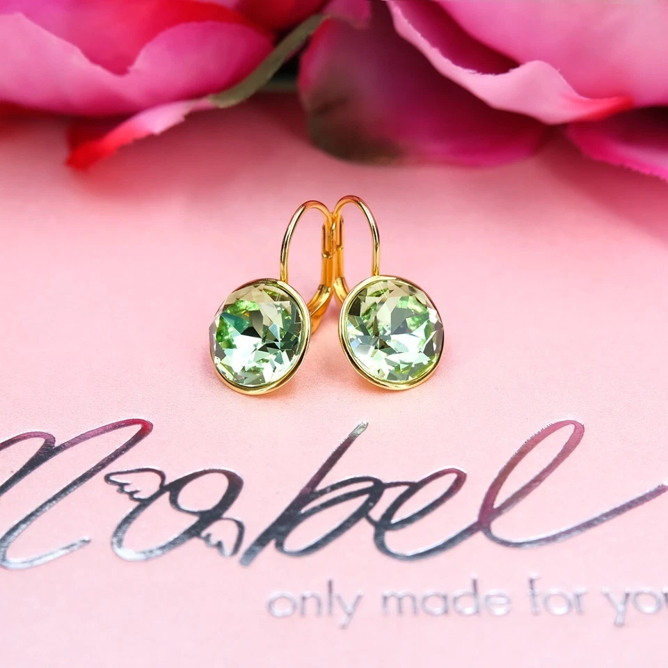 NOBEL SCHMUCK Ohrringe Gold Marken Kristallen Hellgrün 925 Sterling Silber - ... - Bild 3 von 4