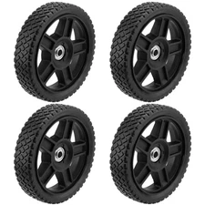 4 Pack 8 Inch Push Mowers Wheels Plastic Spoked Wheel Rubber Replacement Whee...