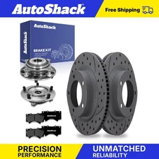 Front Drilled Slotted Brake Rotors Premium Ceramic Pads Hubs for Toyota Tundra