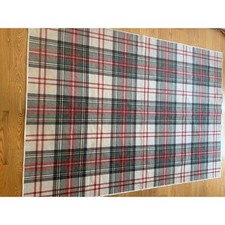 Washable Throw Rug Plaid Red, Cream Green 5x7 JL