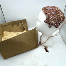 Vintage 1950s Kaufmanns Pittsburgh Custom Made Pink Sequin Lace Veil Hat w Box