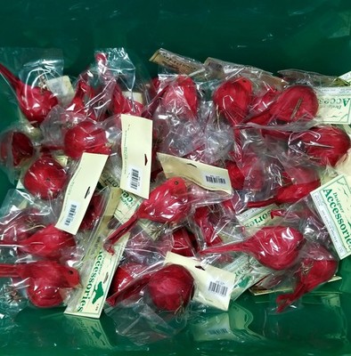 Large Lot VTG NEW Sealed Red Robin Craft Birds Made w Feathers 5.25'' Ea