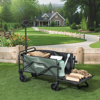Outsunny Gartenwagen 90 kg belastbar, klappbar Transportwagen Bollerwagen