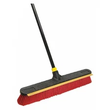 Push Broom, 24 in Sweep Face, Soft/Stiff Combo, Synthetic, Red Bristle, 3 1/8 in