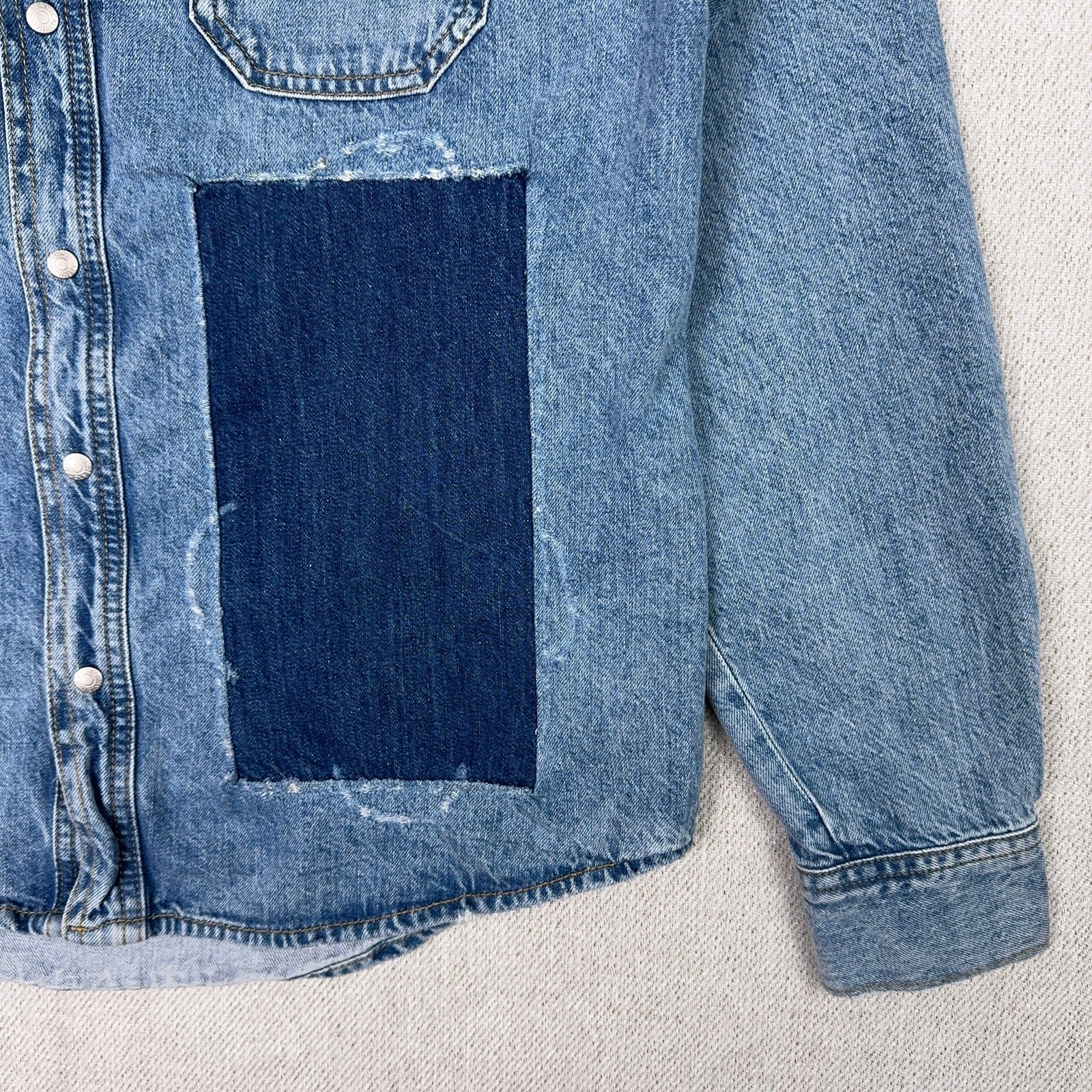 Calvin Klein Jeans Patchwork Snap Denim Shirt Jac… - image 6