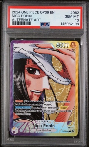 One Piece Card Game TCG Nico Robin OP09-062 Alt Art Leader PSA 10 GEM MINT