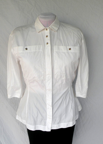 Claude Montana, Claude Montana White cotton jacket topper skirt-back Details! Vintage 80s Italy