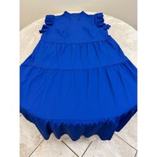 SHEIN Dress Womens XL Royal Blue Tiered Ruffle Flutter Sleeve Shift Knee