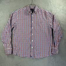 Untuckit Shirt Mens Large Red White Blue Gingham Check Slim Long Sleeve Button