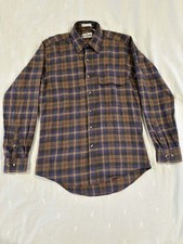 SEARS Roebuck  Co Plaid Button Down Shirt Men Size M Single Needle Tailoring