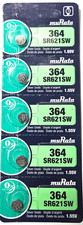 5 PACK MURATA 364 SR621SW SILVER OXIDE LR621 GOOD EXPIRE 10/32 FREE SHIPPING