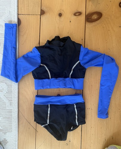 Tiger Friday Child Size Large Blue/Black Briefs And LS Crop Top Set