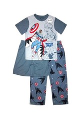 Disney Store Marvel Captain America Boys 3 Pc Pajama Set Size S 6/7 NWT Grey