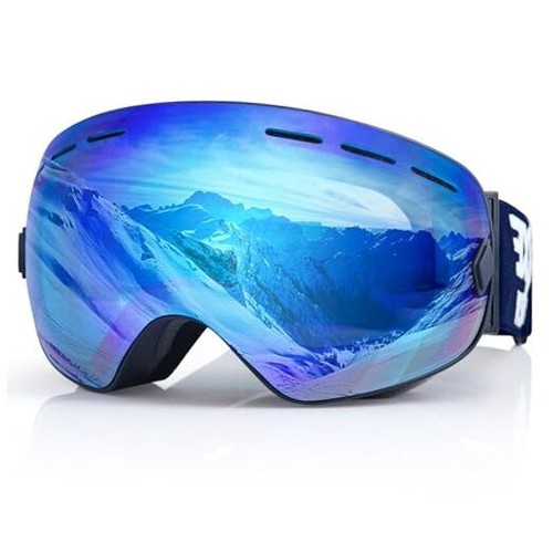 Snowboard Ski Goggles Men Women Youth, Anti Fog OTG Winter Snow Goggles Blue