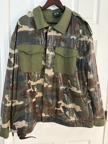 adidas x Ivy Park Sequin Camo Jacket Unisex Size L All-Over Print Beyonce HR2534