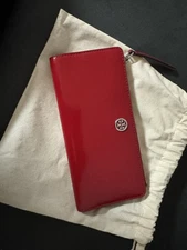 Tory Burch Women's Slim Envelope Wallet Cherry Red Patent Leather