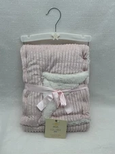 NEW Lullaby Kids Luxury Sherpa Pink White Silver Sparkle Baby Blanket 30X40 Girl