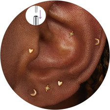 Flat Back Helix Piercing Jewelry, Tiny Threadless Flatback Stud Earrings 20G/18G