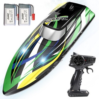 High-Speed RC Racing Boat with LED Lights, 30+ KM/H, Self-Righting, 2 Batteries,