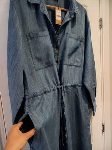 Hush Blue Savannah Chambray Denim Maxi Relaxed Shirt Dress 14 Uk New - Picture 3 of 7