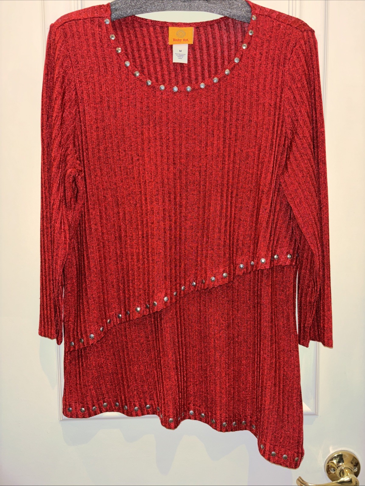 Ruby Rd Red Layered Pullover Top, Scoop Round Nec… - image 1