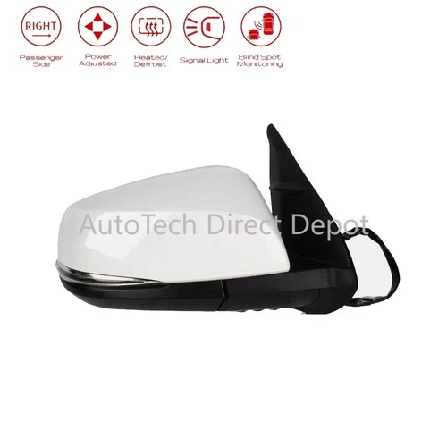 White Passenger Right Side Mirror Heated Blind Spot for Toyota Tacoma 2016-2023