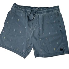 Billabong Sundays Layback Board Shorts Mens XL Blue Paisley Recycled Swim Trunks