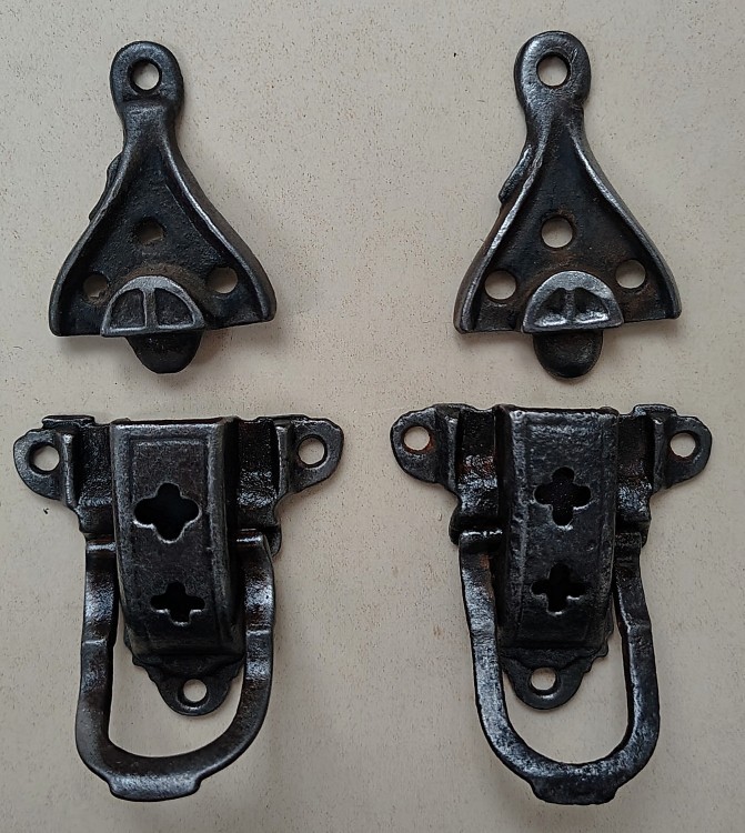 1 PAIR Antique Trunk Iron #1 Latches Catch Vintage Chest Steamer Hardware Parts