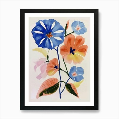 Gemalte Blumen Morning Glory 7 Kunst gerahmtes Wandbild Poster Leinwanddruck Bild