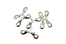Lot of 6 Double End Bolt Snap Hooks Nickel Plated SWL 110 lb Marine Hardware
