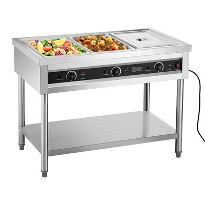 #ad 3 Pan Steam Table Commercial Food Warmer with Independent Temperature $482.99