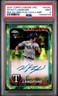 Wyatt Langford 2024 Topps Chrome Update Green Yellow Auto Lava RC /85 PSA 9